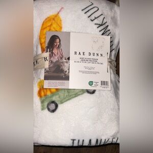 RAE DUNN Fall Seasonal Soft Plush Throw Blanket 50”x70” ‘THANKFUL’ trucks/leaves